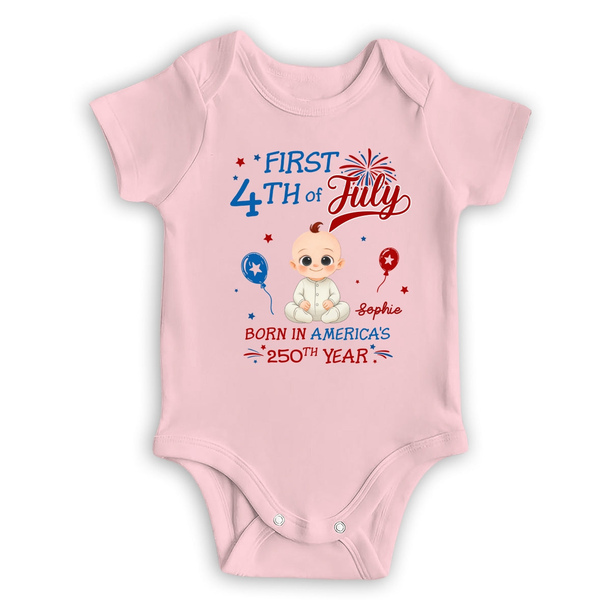 1st 4th Of July - Personalized Baby Onesie