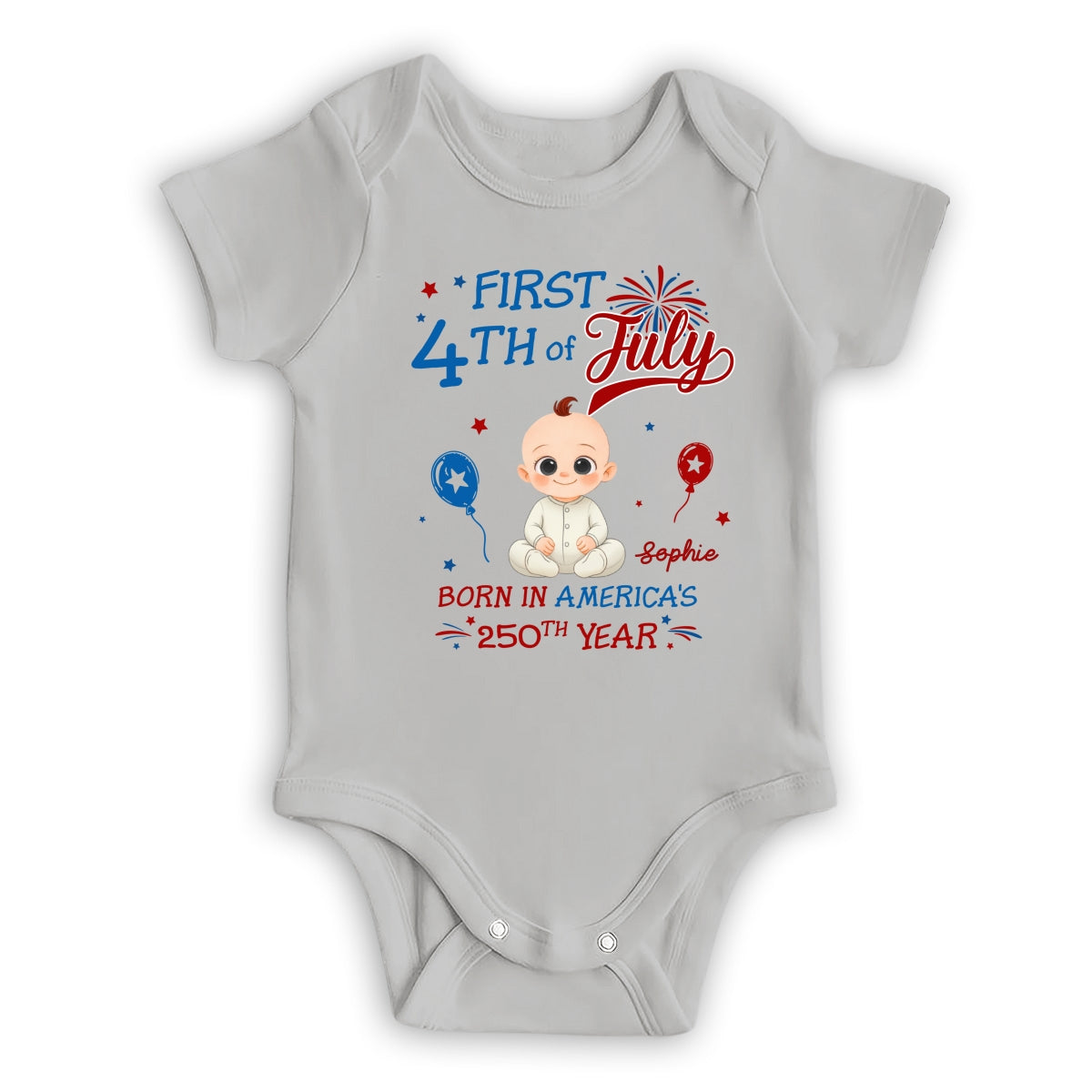 1st 4th Of July - Personalized Baby Onesie