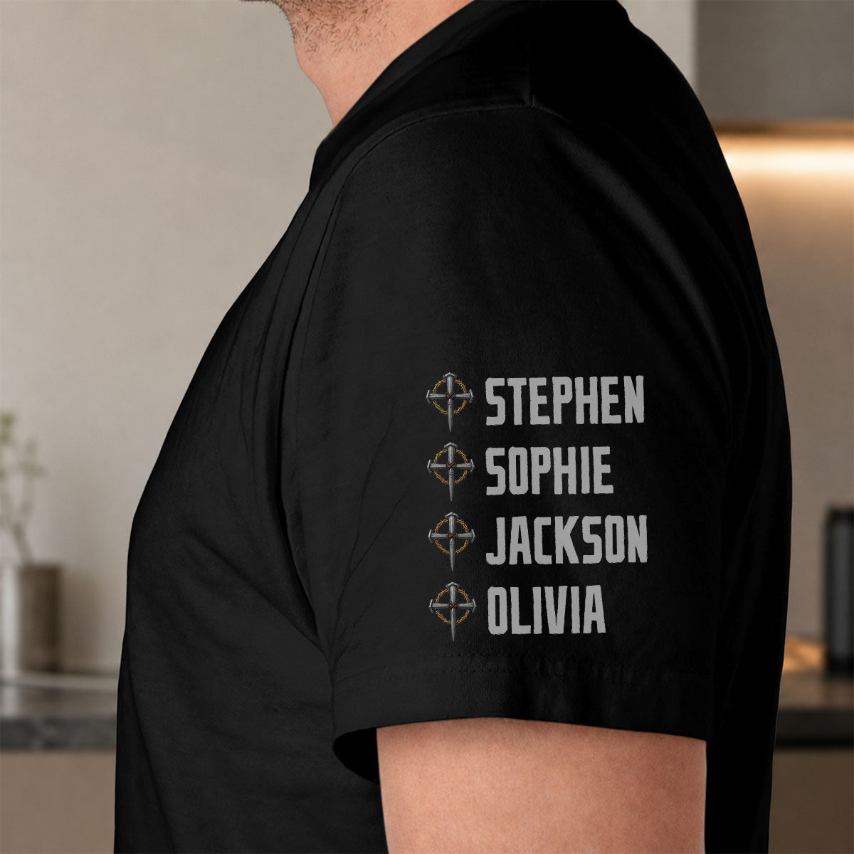 Custom Christmas & Birthday Gift for Dad, Grandpa • The Man Of God - Personalized Shirt With Design On Sleeve