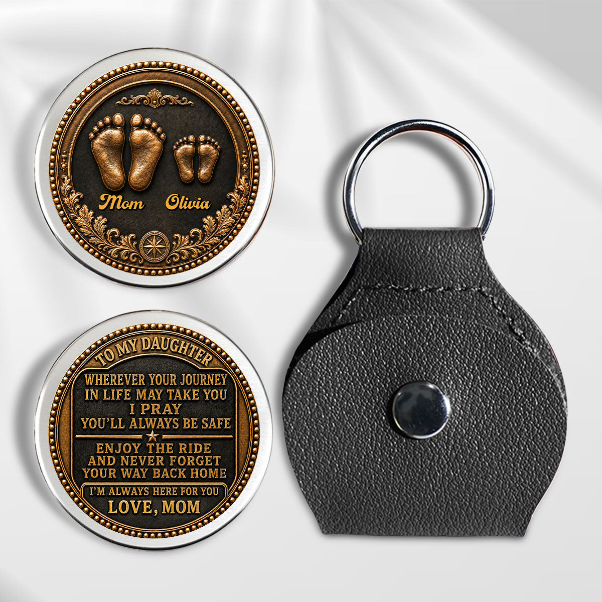 Custom Coin Keychain for Son, Father's Day Birthday Gifts • Find Your Adventure - Personalized Pocket Hug