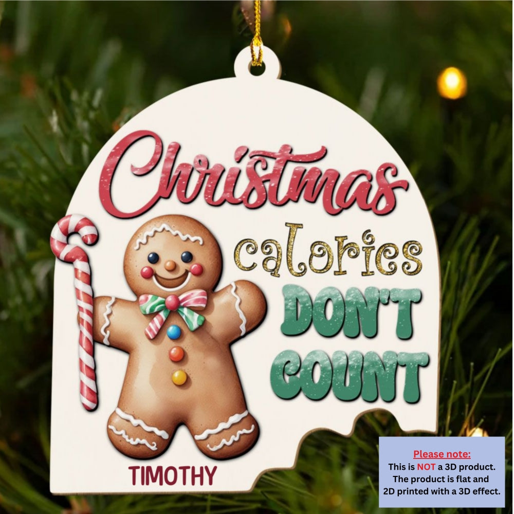 Custom Family Ornament, Christmas Gift for Family Members •  Christmas Calories - Personalized Wood Ornament