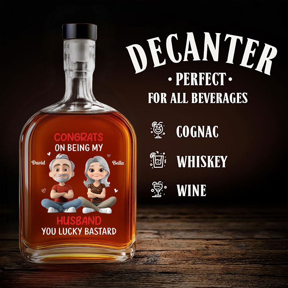 Congrats My Husband - Personalized Spirits Decanter