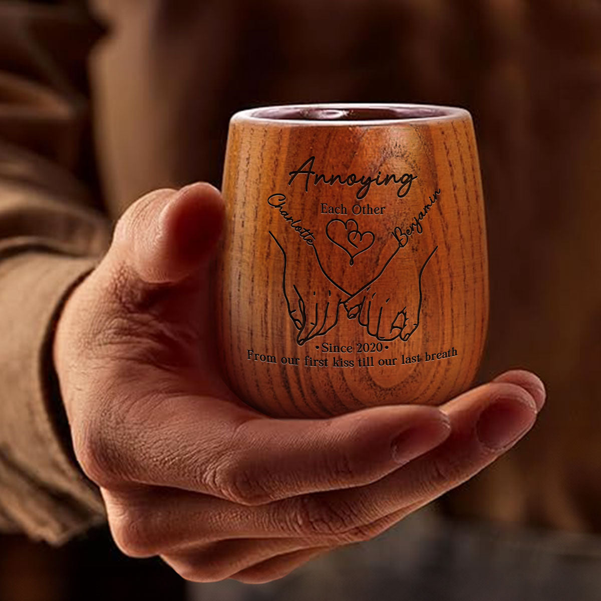 Annoying You Daily - Personalized Engraved Wooden Whiskey Glass