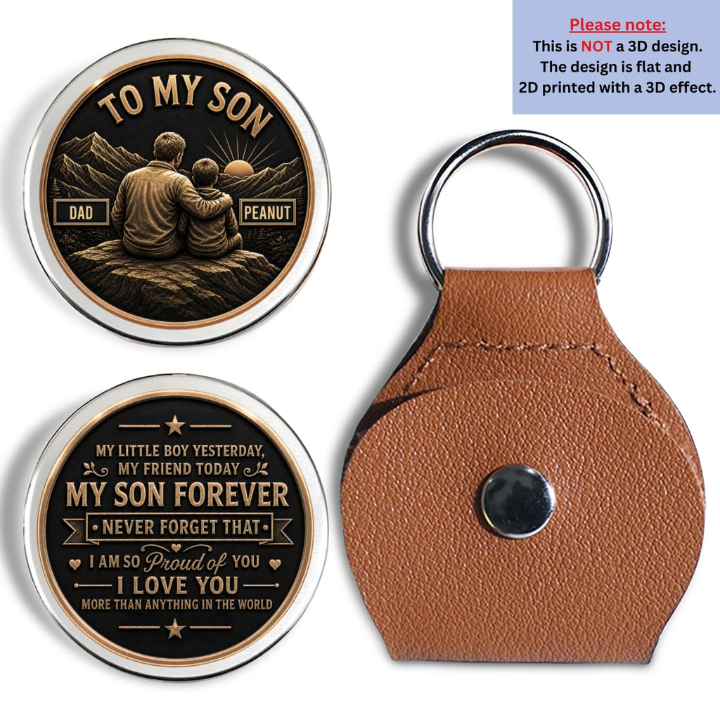 Custom Coin Keychain for Son, Father's Day Birthday Gifts • My Son Forever - Personalized Pocket Hug