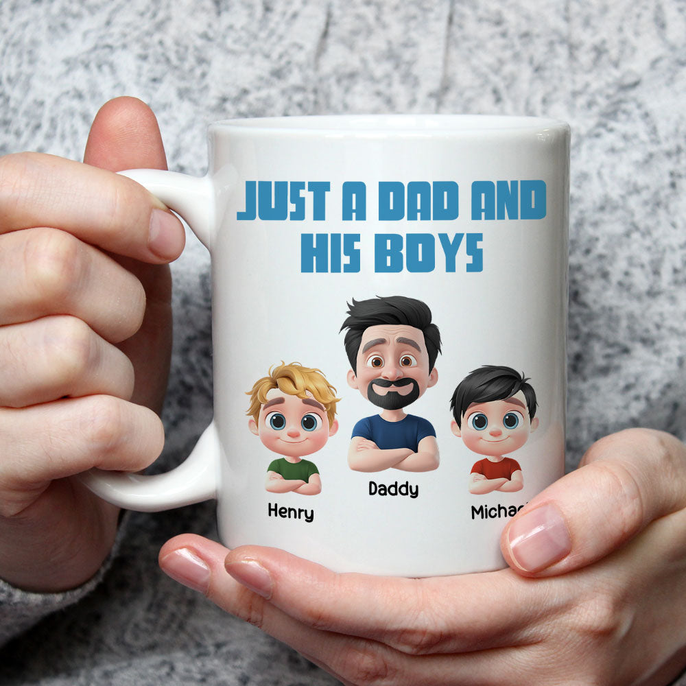 Custom Father's Day, Special Gift for Dad & Grandpa • Daddy And His Children - Personalized Coffee Mug