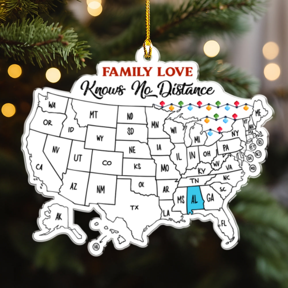 Custom Family Ornament, Christmas Gift for Family Members •  Family Love Across The Miles - Personalized Acrylic Ornament