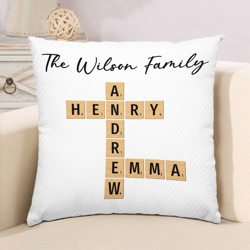 Family Name Crossword - Personalized Throw Pillow