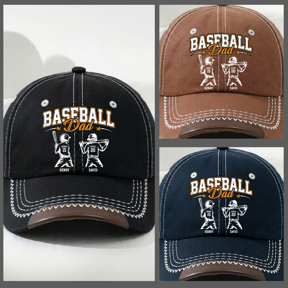 Baseball Daddy We Love - Personalized Vintage Soft Baseball Cap