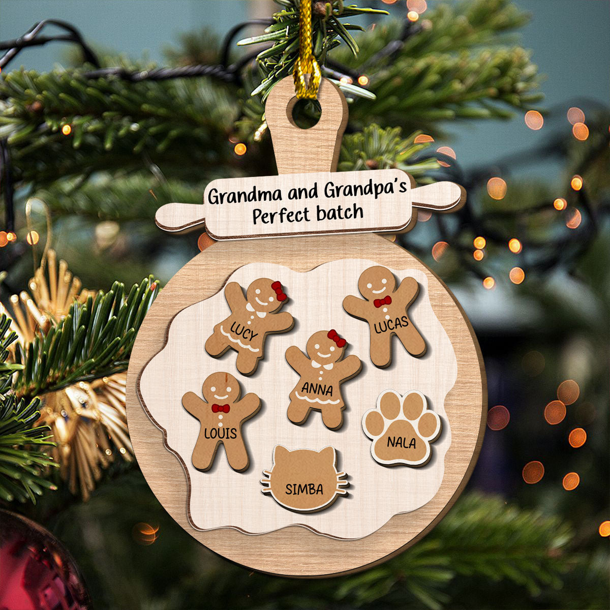 Custom Family Ornament, Christmas Gift for Family Members •  Perfect Batch Of Nana And Papa - Personalized Freeshape 2-Layered Wood Ornament