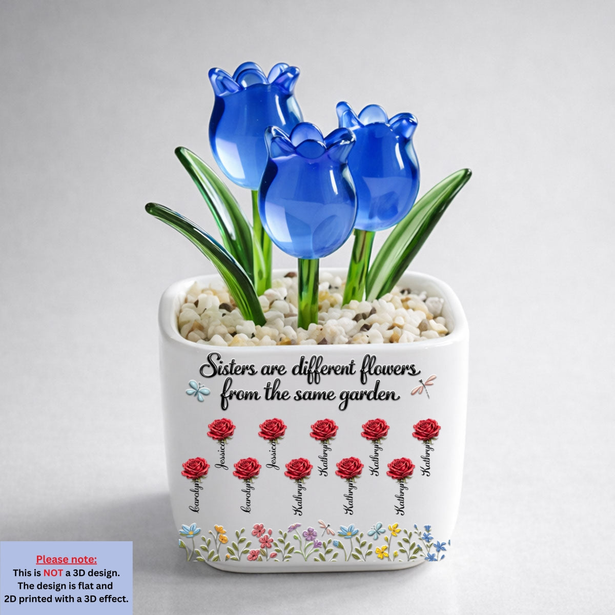 Custom Flower Keepsake, Glass Home Decor Gift for Soul Sister • Sisters Are Different Flowers - Personalized Glass Everlasting Tulips