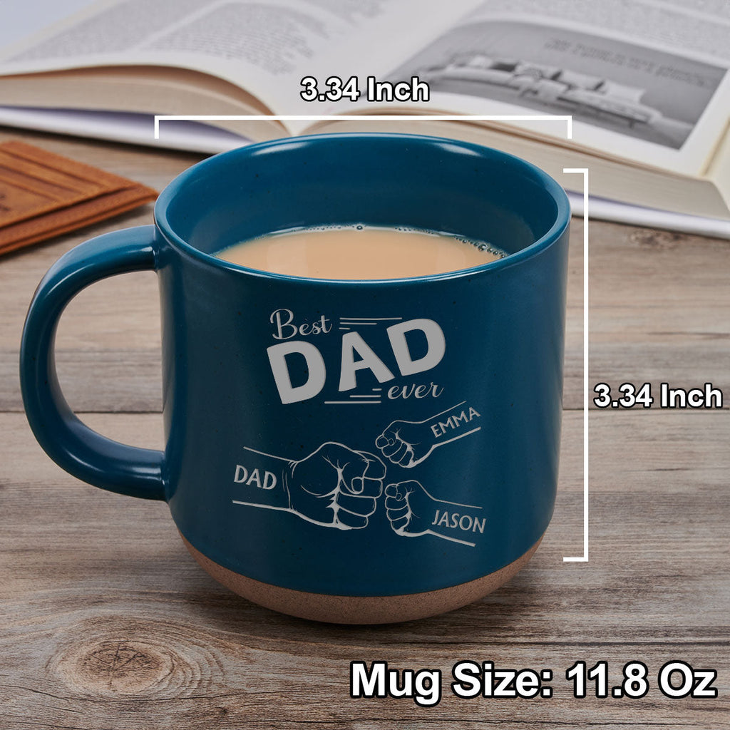 Custom Father's Day, Special Gift for Dad & Grandpa • Dad Is Our Strength - Personalized Engraved Pottery Mug