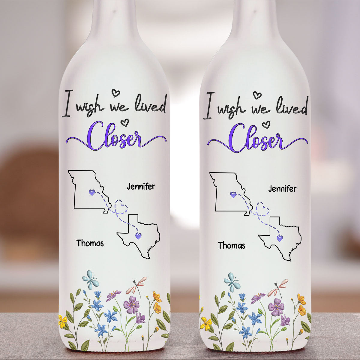 I Wish We Lived Closer - Personalized Bottle Lamp