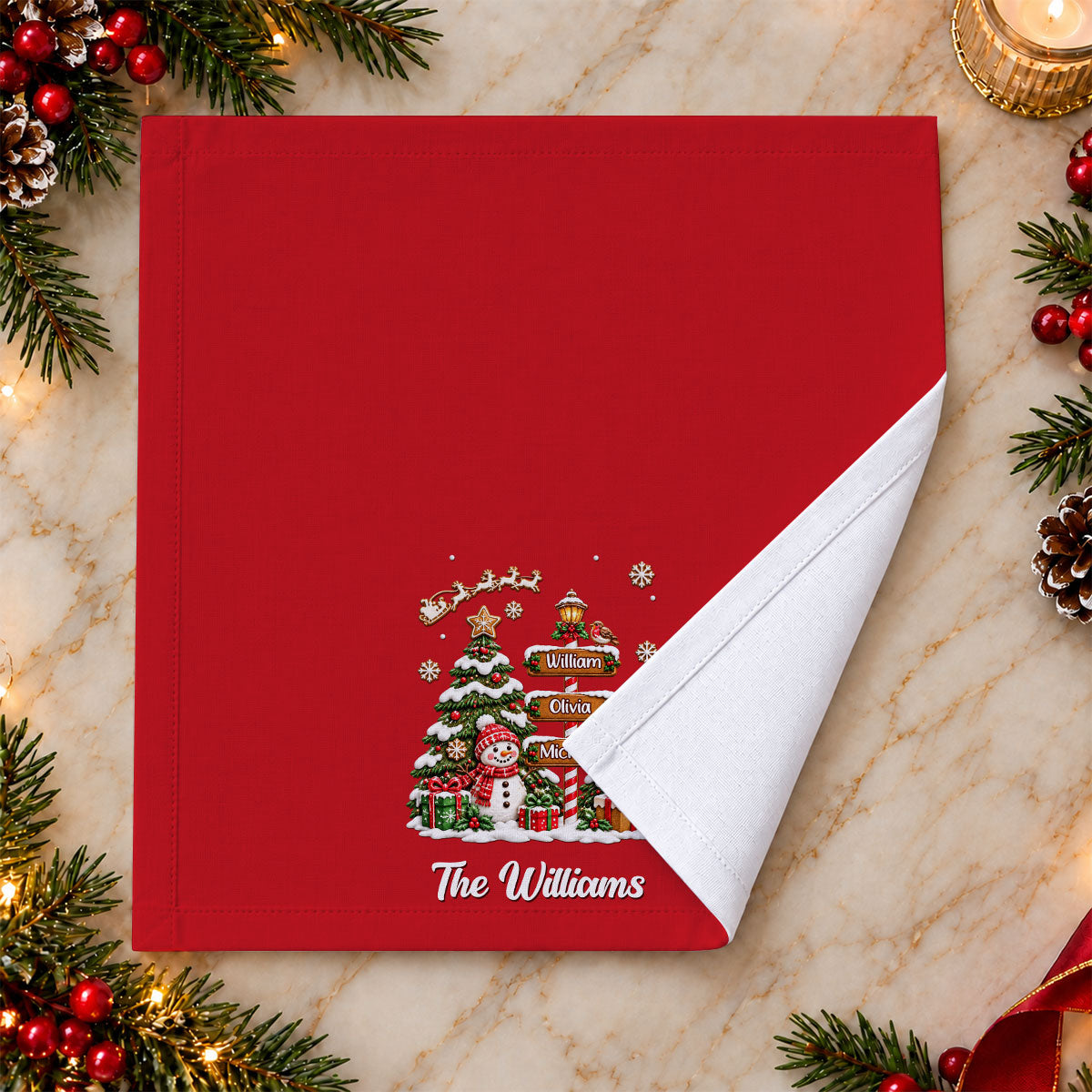 Our Gingerbread Christmas Family Tree - Personalized Napkin