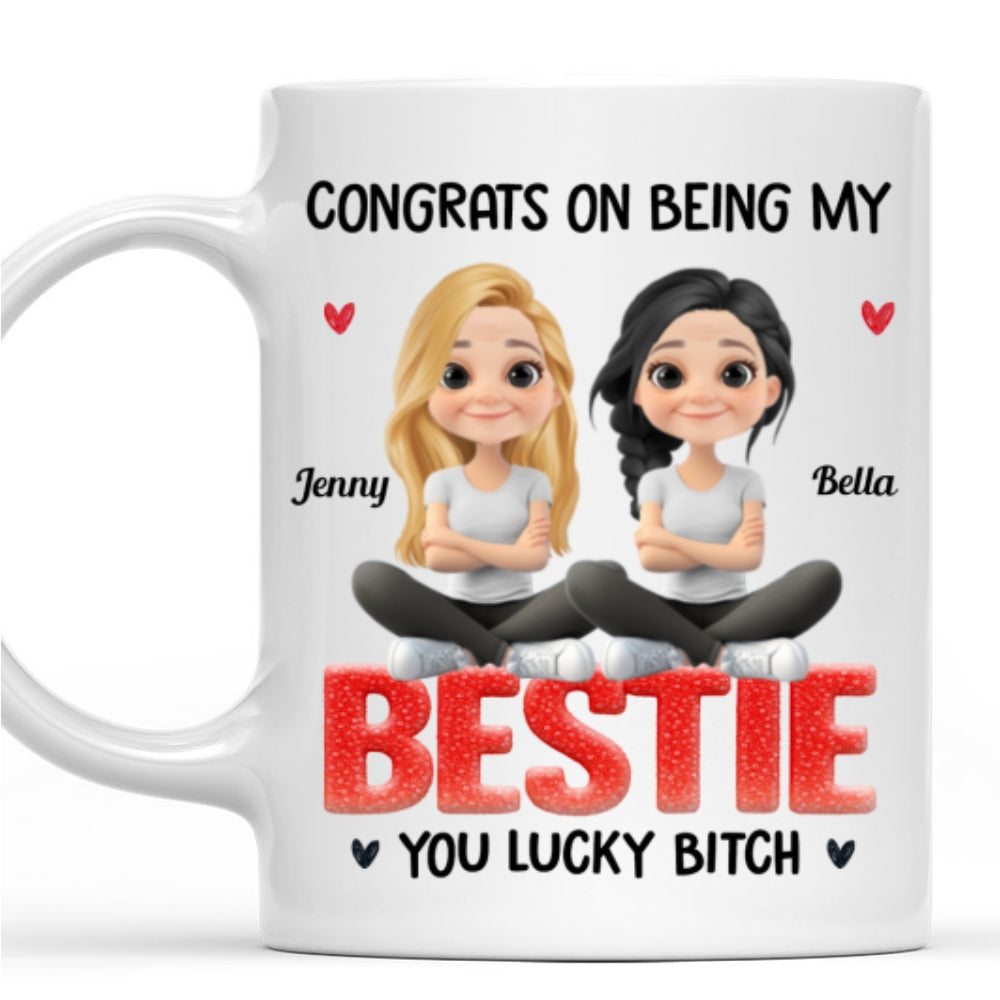Custom Best Friend, Christmas & Birthday Friendship Keepsake Gift • You Are So Lucky - Personalized Coffee Mug