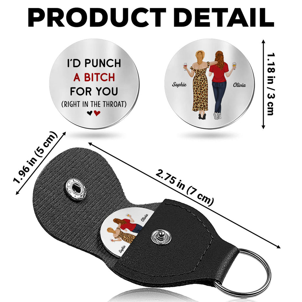 Custom Besties Coin Keychain, Friendship Birthday Gifts • Punch For You - Personalized Pocket Hug