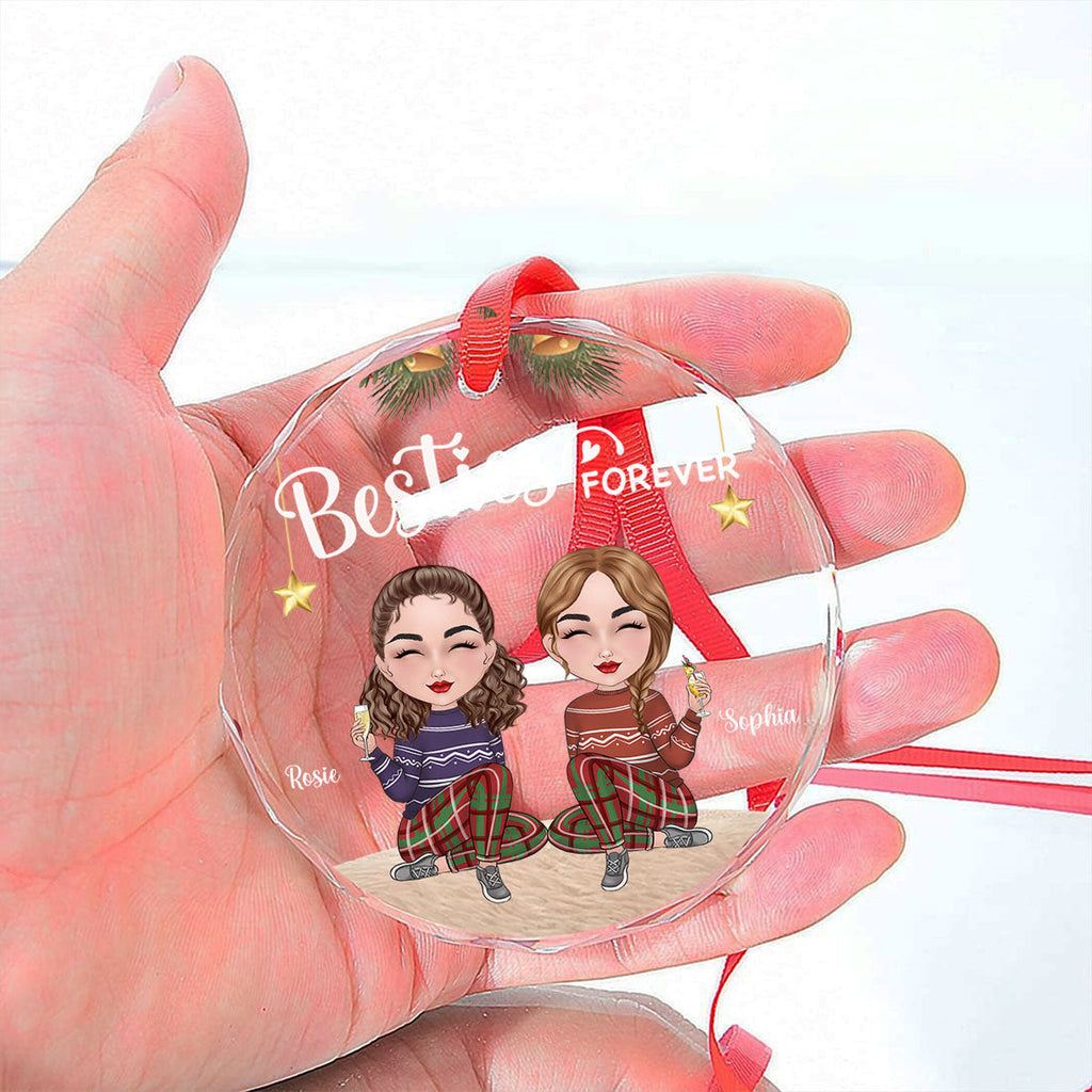 Custom Keepsake Christmas Ornament •  Sisters Forever Christmas - Personalized Glass Ornament