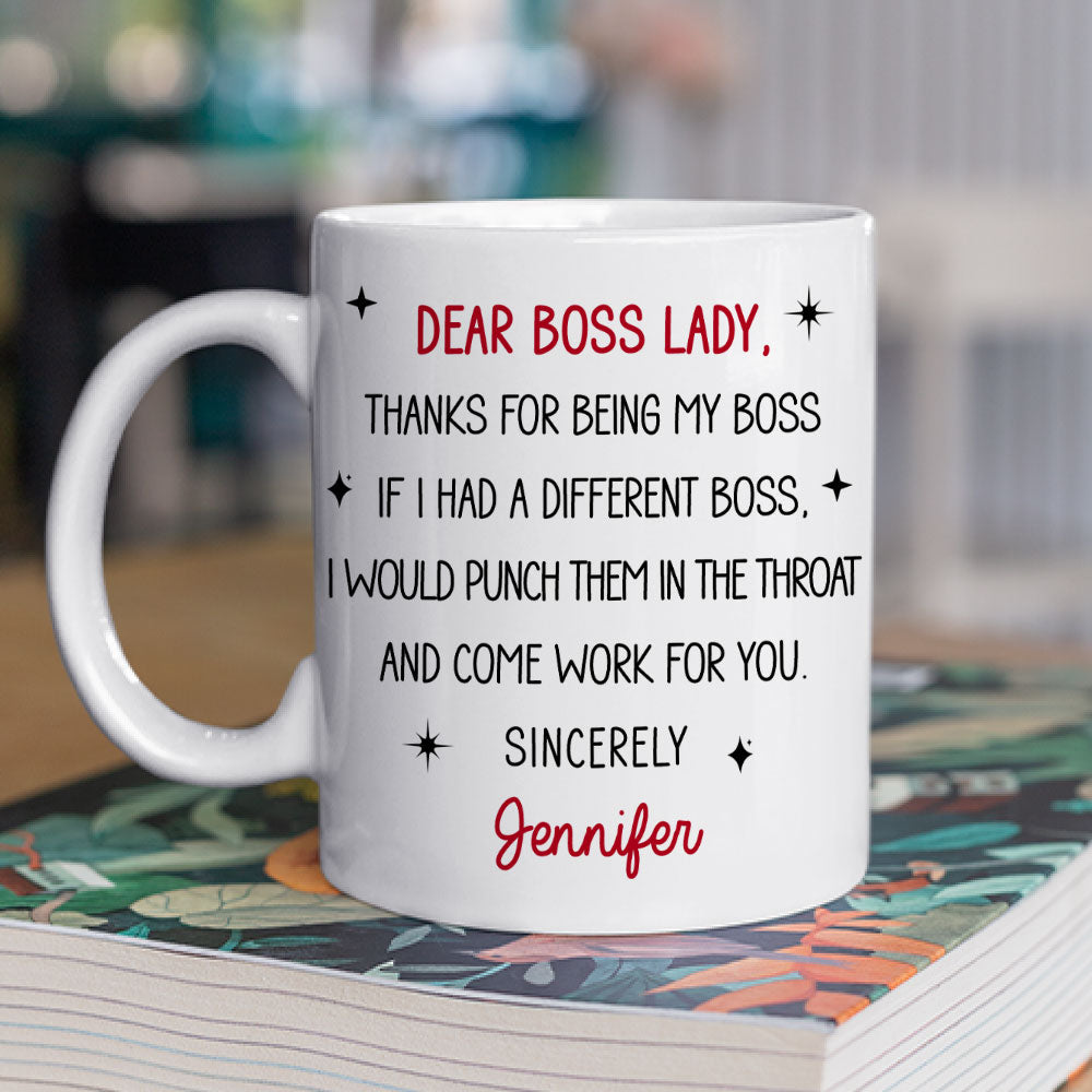 Custom Coworker, Christmas & Birthday Team Appreciation Gift • Dear Boss Lady - Personalized Coffee Mug