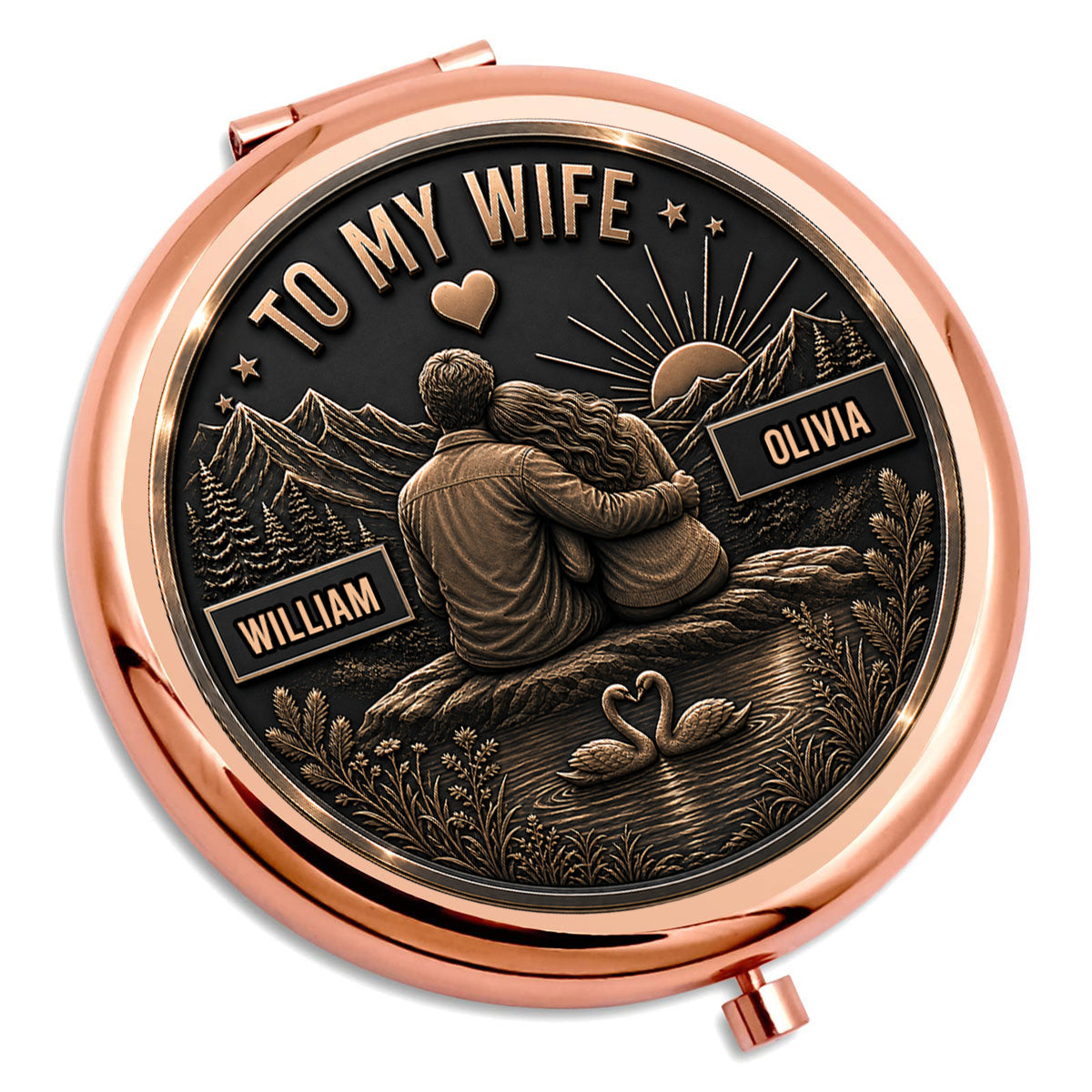 Love Lasts Forever - Personalized Compact Mirror