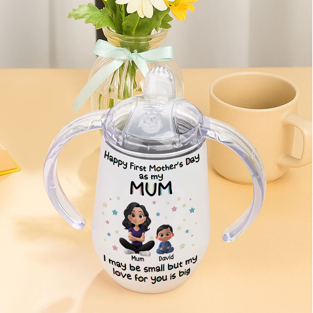 Our First Mother Day - Personalized Sippy Cup With Handles