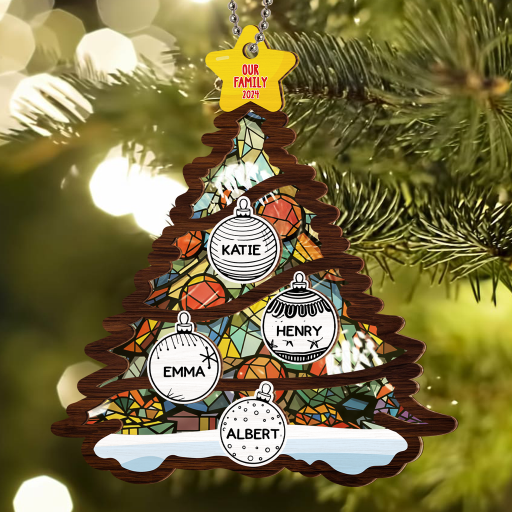 Custom Family Ornament, Christmas Gift for Family Members •  Our Beloved Family - Personalized Suncatcher Ornament