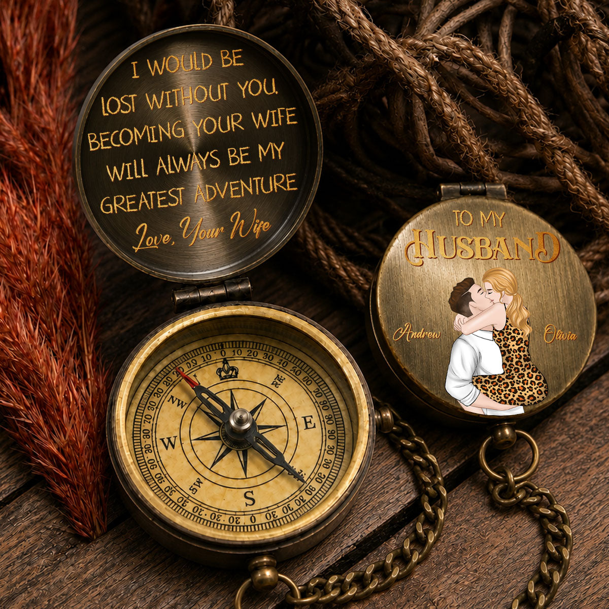 To My Husband- Personalized Pocket Compass