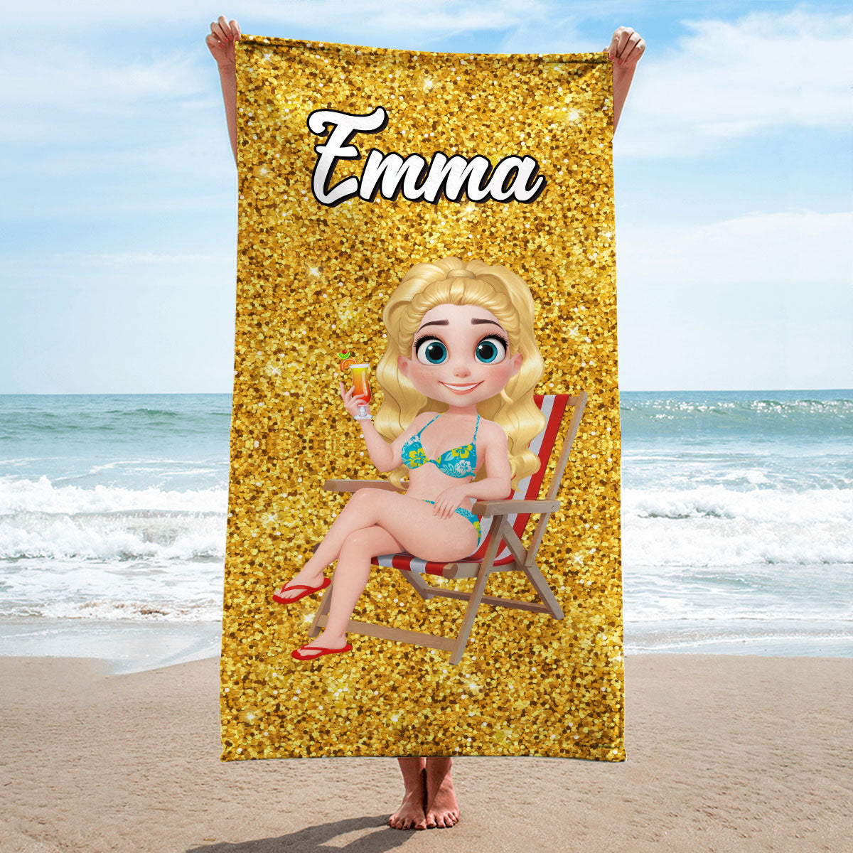 Hello Gorgeous - Personalized Beach Towel