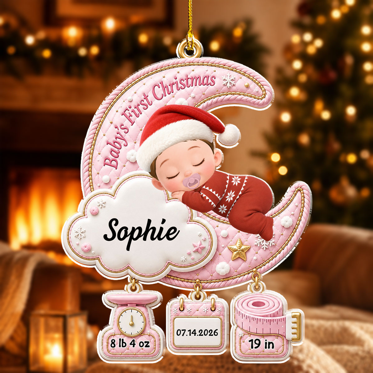Custom Baby First Christmas Ornament for New Parents •  First Christmas Memories - Personalized Acrylic Ornament