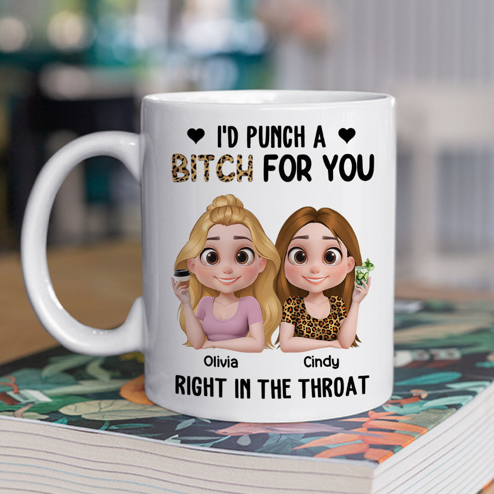 Custom Best Friend, Christmas & Birthday Friendship Keepsake Gift • Punch For You My Bestie - Personalized Coffee Mug
