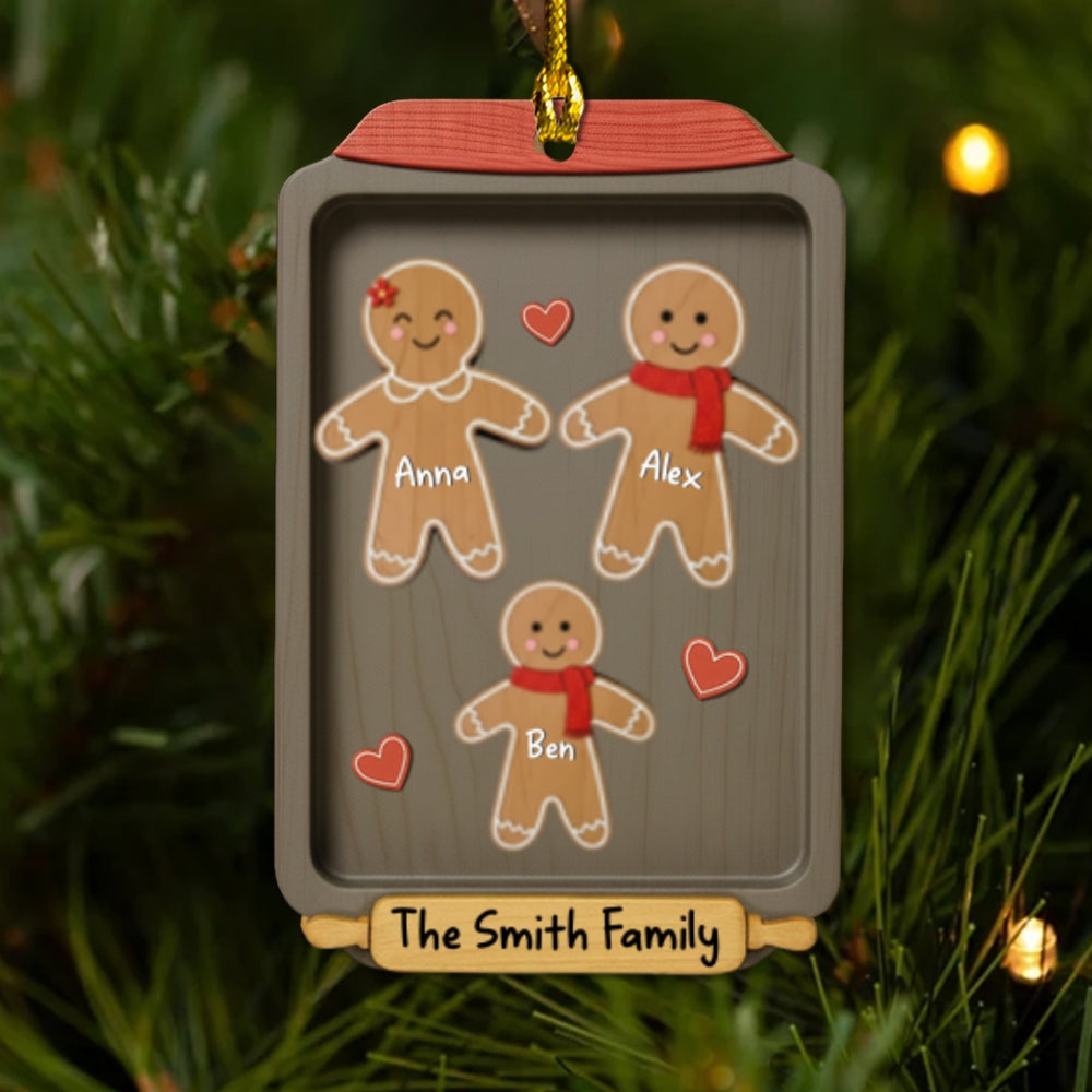 Custom Family Ornament, Christmas Gift for Family Members •  Cookies And Family Create Memories - Personalized 2-Layered Wood Ornament