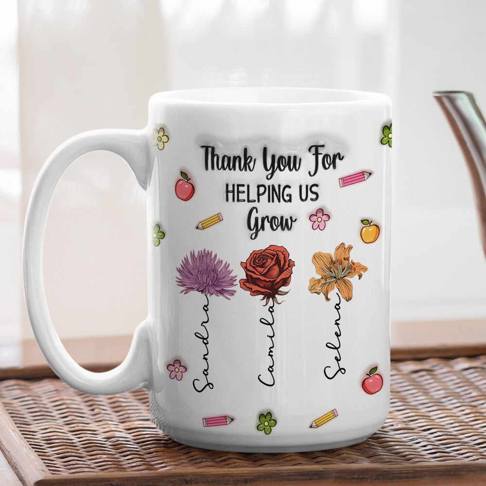 Custom Christmas & Birthday Keepsake Gift • You Help Us Grow Every Day - Personalized 3D Inflated Effect Mug
