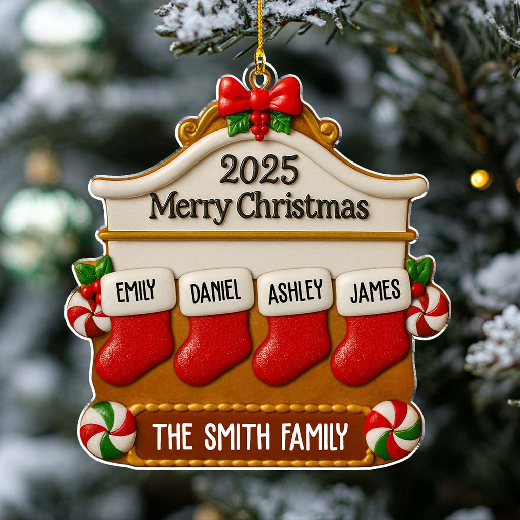 Custom Family Ornament, Christmas Gift for Family Members •  Christmas Family Stocking - Personalized Acrylic Ornament