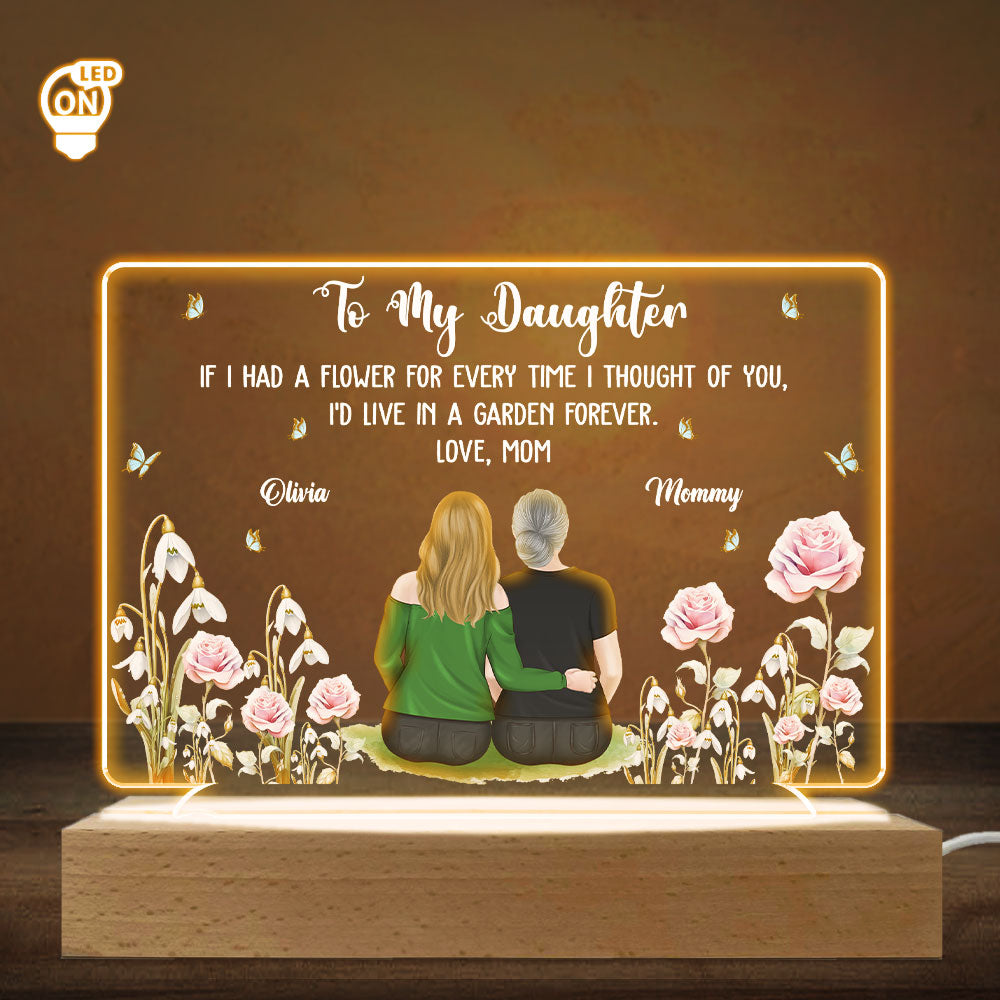 Custom Mother's Day Gifts for Daughter & Mom • Mom Garden Grows With Love - Personalized LED Light