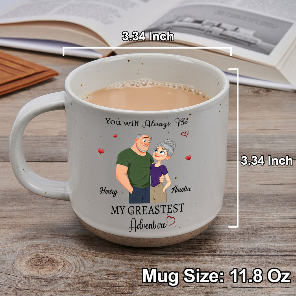 Custom Anniversary Keepsake Gifts For Couple • My Greatest Adventure - Personalized Pottery Mug