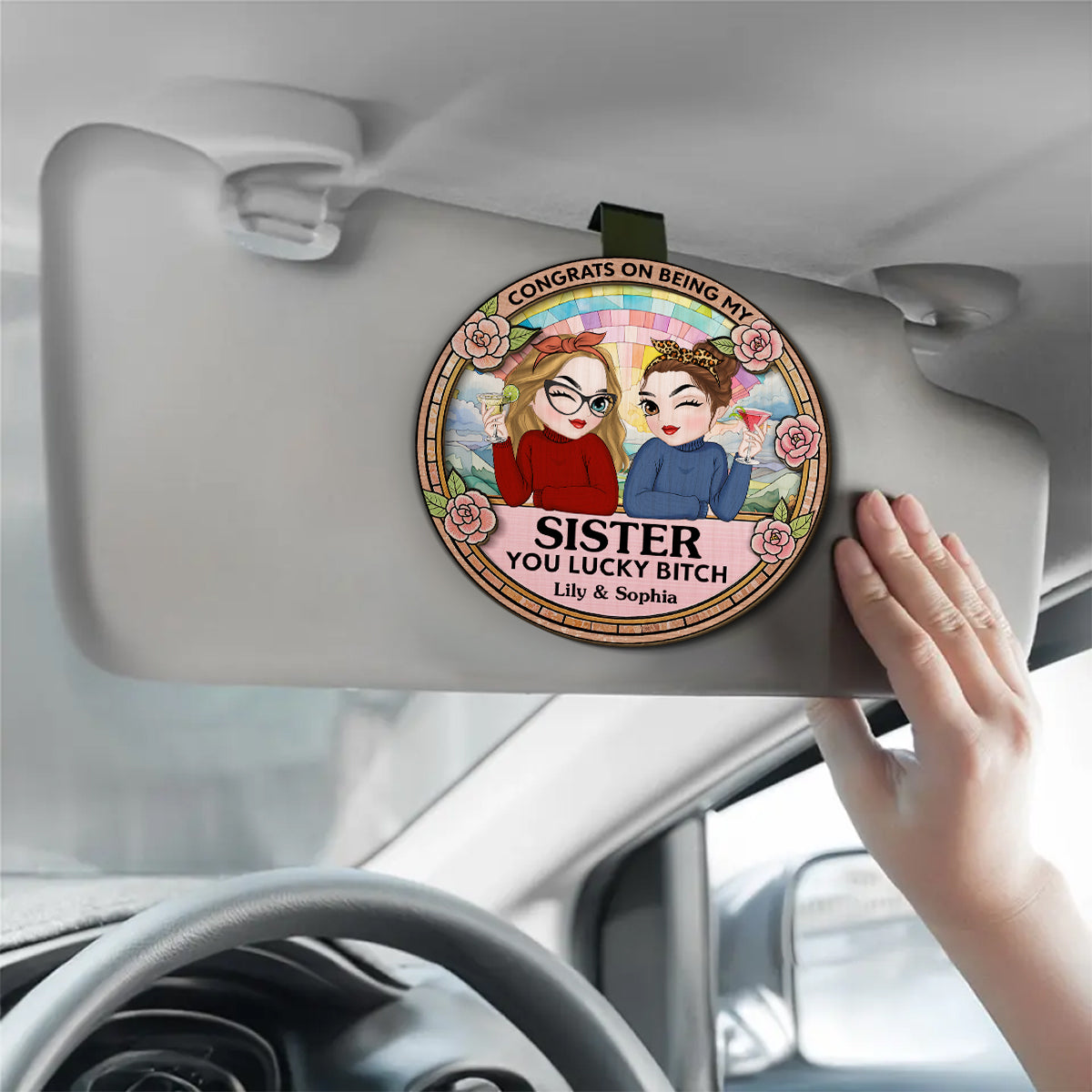 Congrats On Being My Bestie - Personalized Car Visor Clip