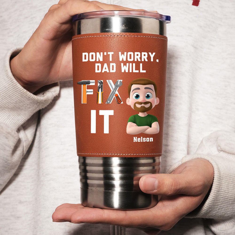 Custom Father's Day Birthday Gifts For Dad • Best Dad - Personalized Leather Tumbler