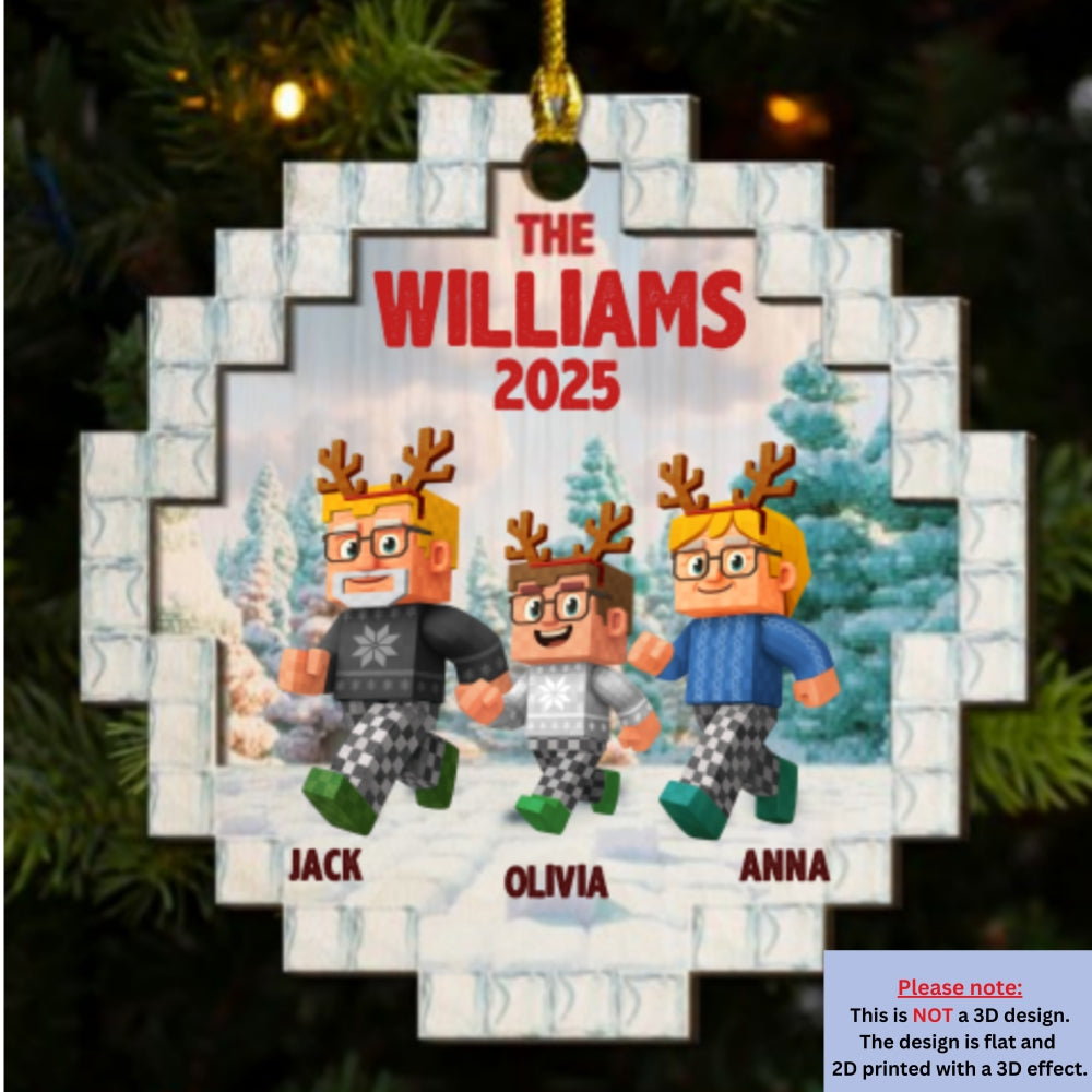 Custom Keepsake Christmas Ornament •  Us As A Family - Personalized 2-layered Wood Ornament
