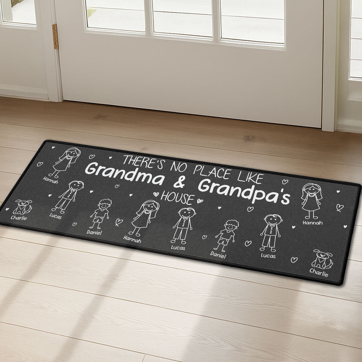Custom Family Name Rug, Housewarming Birthday Gift For Grandma Grandparents • Family Love - Personalized Runner Rug