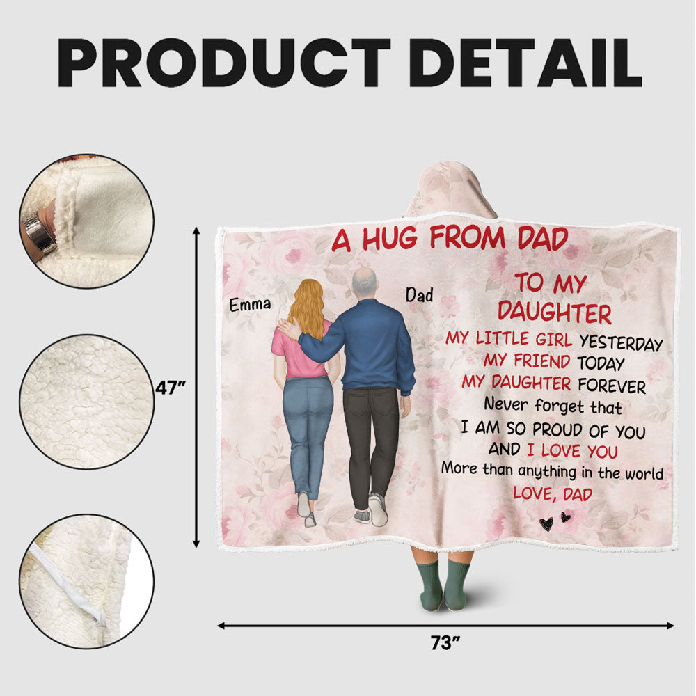 A Hug From Dad - Personalized Hooded Blanket