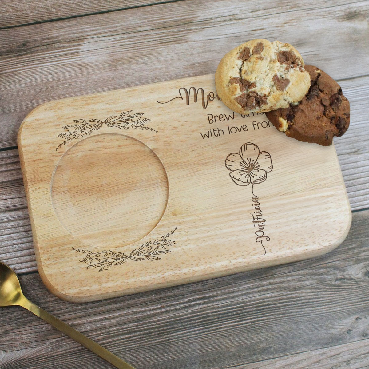 Brew Time With Love - Personalized Wooden Treat Board