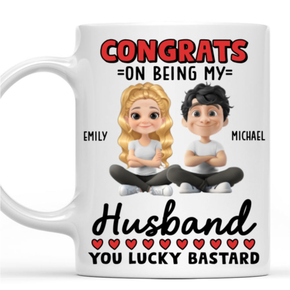 Custom Anniversary Keepsake Gifts For Couple • You Lucky Man - Personalized Coffee Mug