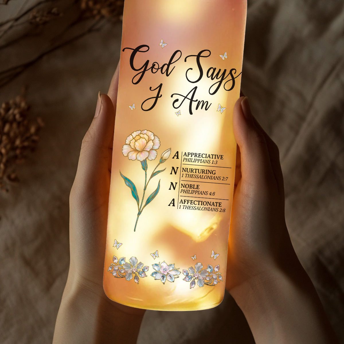 God Says I Am - Personalized Bottle Lamp