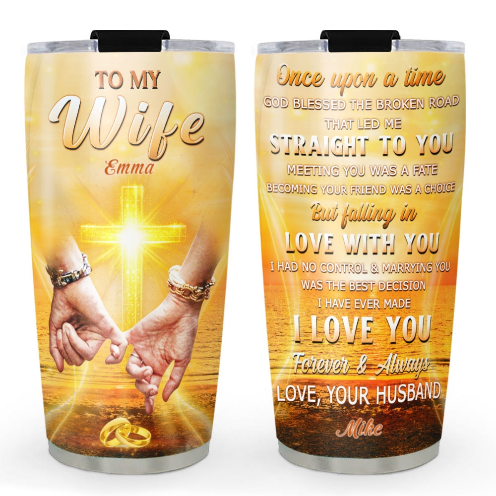 Custom Christmas Anniversary Gifts For Wife • God Blessed You And Me - Personalized Tumbler