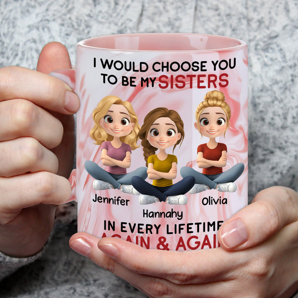 Custom Christmas & Birthday Gift For Sister • Choose You - Personalized Pink Marble Mug
