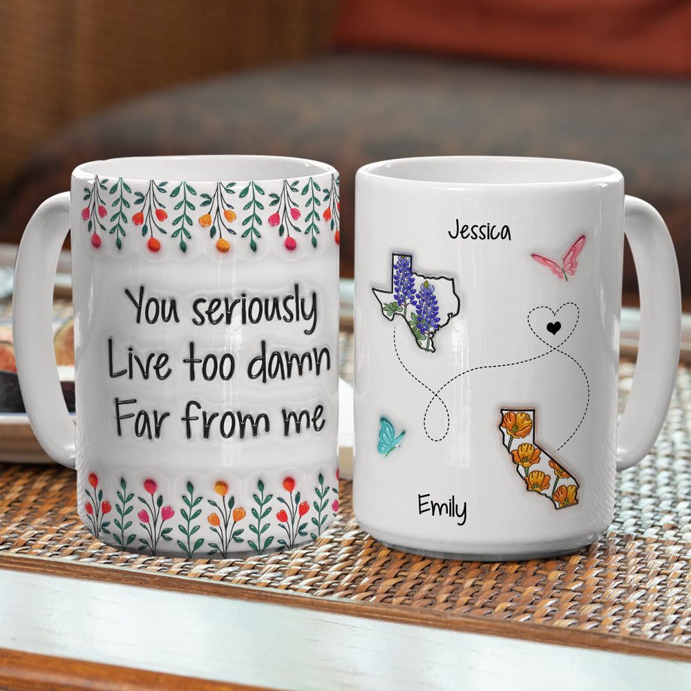 Custom Best Friend, Christmas & Birthday Friendship Keepsake Gift • Live Far From Me - Personalized 3D Inflated Effect Mug