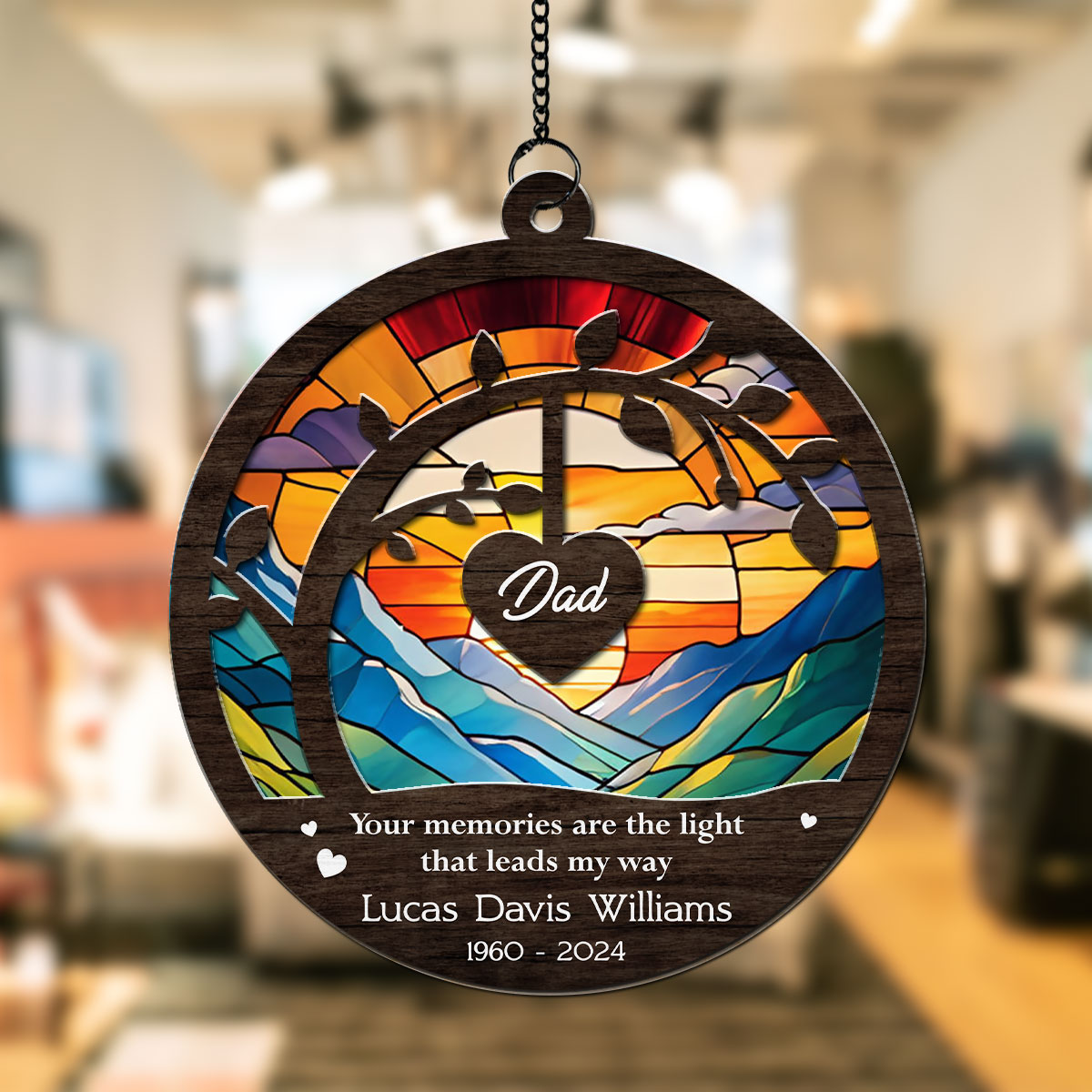Custom Name Memorial Hanging Decor, Remembrance Keepsake • Your Memories Are The Light - Personalized Suncatcher