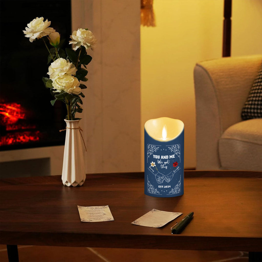 Birth Flower Hands In Hands - Personalized LED Candle