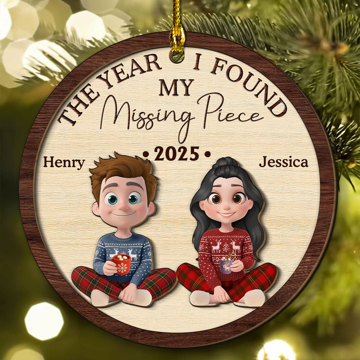 Custom Keepsake Christmas Ornament •  I Found My Love - Personalized Freeshape 2-Layered Wood Ornament