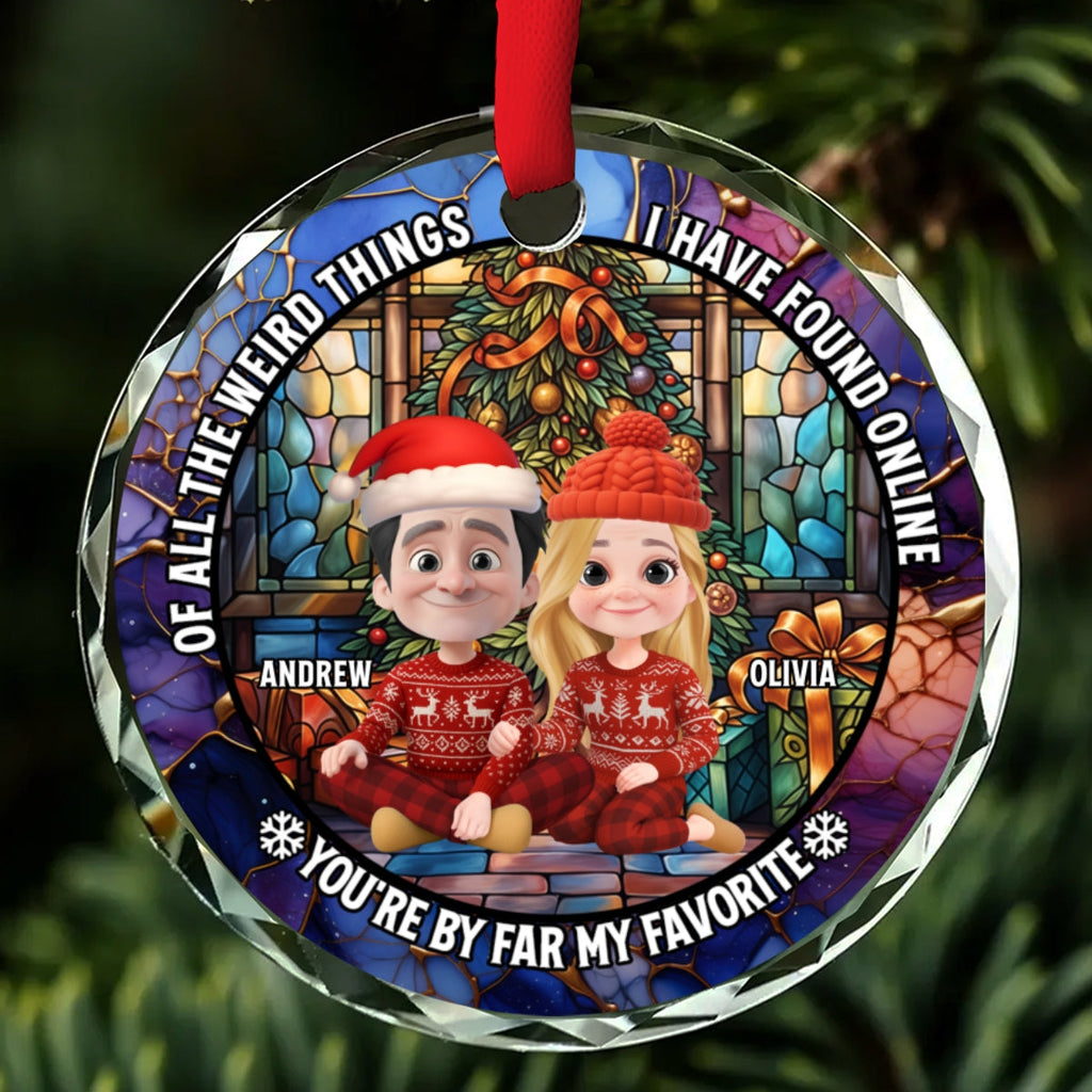 Custom Couple Christmas Ornament, Anniversary Gift •  I Have Found You Online - Personalized Glass Ornament