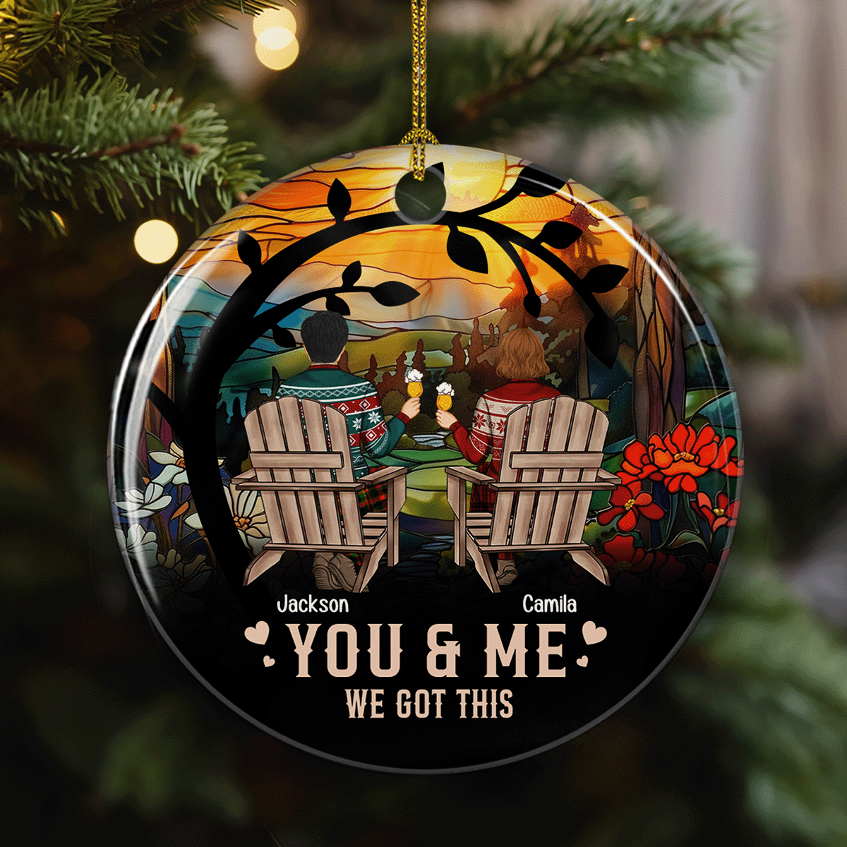 Custom Couple Christmas Ornament, Anniversary Gift •  We Got This - Personalized Ceramic Ornament
