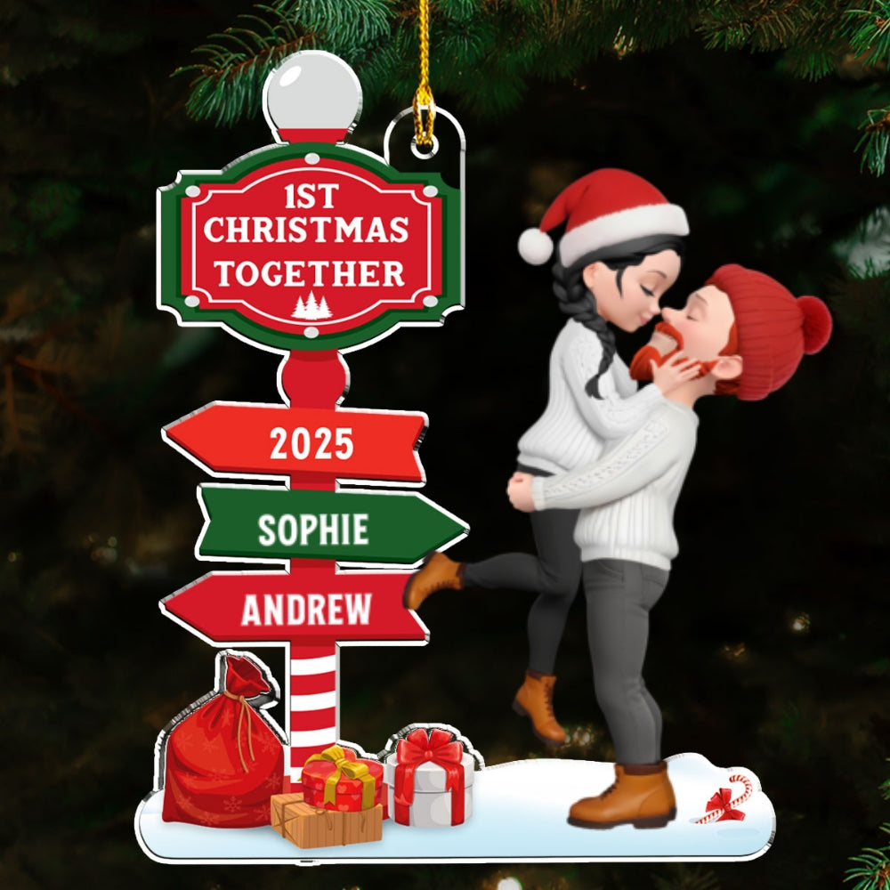 Custom First Christmas Ornament Married, Gift for Newlyweds •  Together Since First Christmas - Personalized Acrylic Ornament
